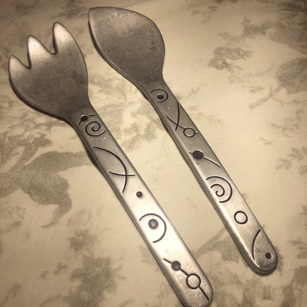 Salad Server Fork & Spoon: Vintage Pewter Wilton Armetale
